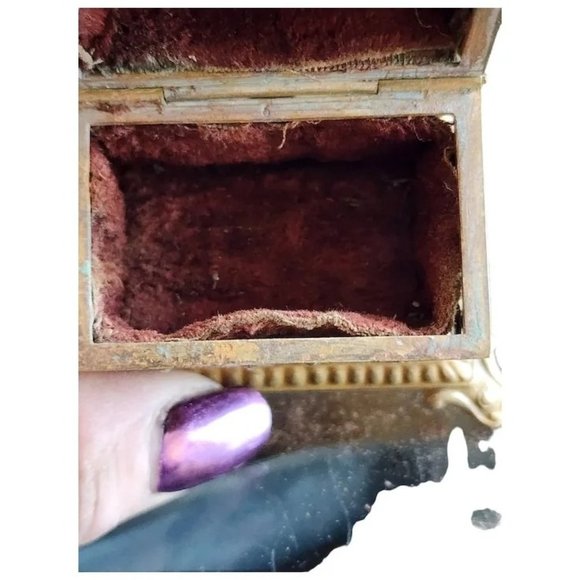 Antique Victorian Decorative Brass Jewelry/Ring Casket (A1712) - Picture 6 of 11